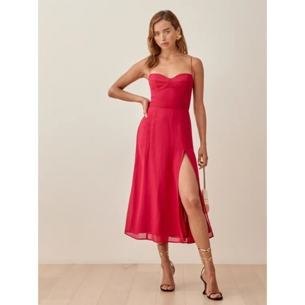 Reformation Juliette Dress in Rhubarb